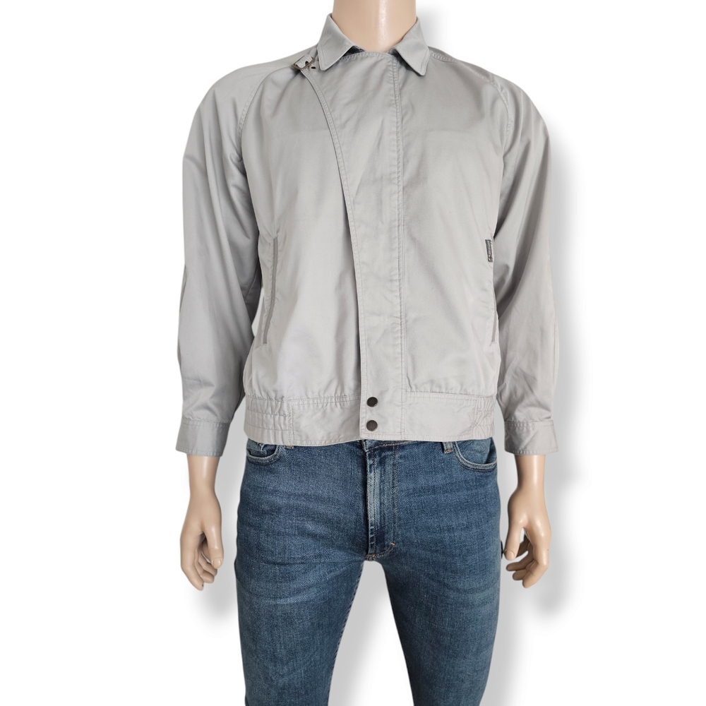 Vintage Korean Light Gray Zippered Foldover Lapel Jacket by Simple Life